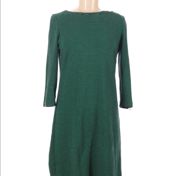 𝅺TALBOTS size medium petite green striped dress - Picture 1 of 3